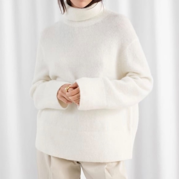 & Other Stories Cream Cowl Neck Sweater Oversized Knit - Picture 1 of 13